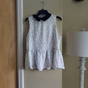 Elle Sleeveless Lace Peplum Blouse